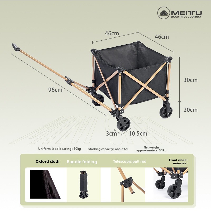Outdoor Camping Trolley - Carrello Pieghevole da Esterno per Campeggio,
